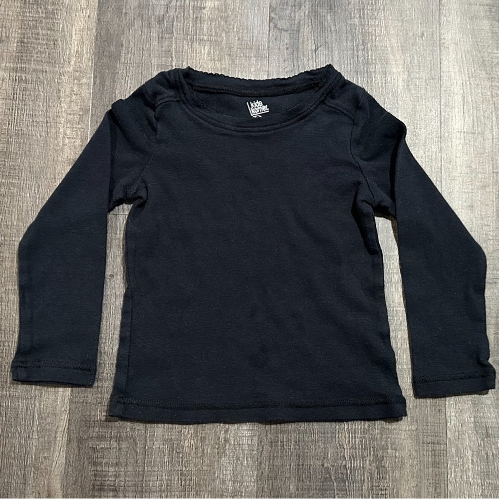 💞 Little Girls 5 / 6 Black Long Sleeve Kids Tee Shirt